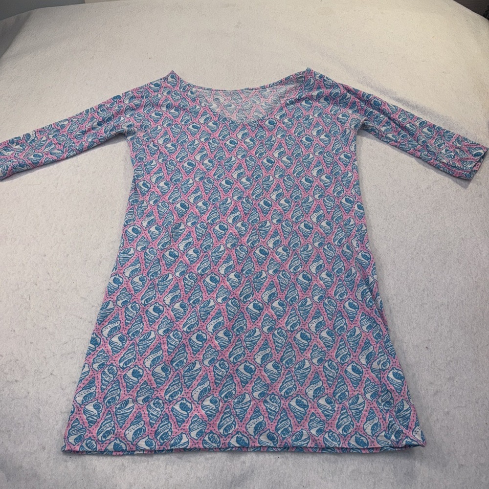 Lilly Pulitzer Eliza Dress Cosmo Pink A Little Bit Tipsy Blue Shells XS‎ Or S
